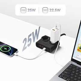 Orico PDC25 25W 6in1 Power Strip 2x AC + 2x USB-A + 2x USB-C - Black | Techbox