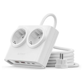 Orico PDC25 25W 6in1 Power Strip 2x AC + 2x USB-A + 2x USB-C - White | Techbox
