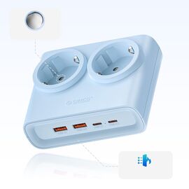 Orico PDC25 25W 6in1 Power Strip 2x AC + 2x USB-A + 2x USB-C - Blue | Techbox