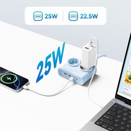 Orico PDC25 25W 6in1 Power Strip 2x AC + 2x USB-A + 2x USB-C - Blue | Techbox
