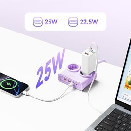 Orico PDC25 25W 6in1 Power Strip 2x AC + 2x USB-A + 2x USB-C - Purple | Techbox