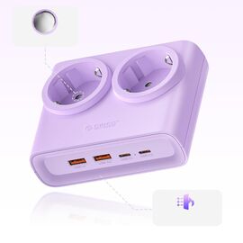 Orico PDC25 25W 6in1 Power Strip 2x AC + 2x USB-A + 2x USB-C - Purple | Techbox