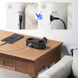 Orico APP 15.5W 5in1 Power Strip 2x AC + 2x USB-A + 1x USB-C - Black | Techbox