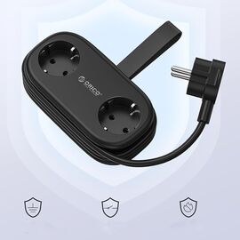 Orico APP 15.5W 5in1 Power Strip 2x AC + 2x USB-A + 1x USB-C - Black | Techbox