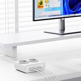 Orico PDC25 25W 6in1 Power Strip 2x AC + 2x USB-A + 2x USB-C - White | Techbox