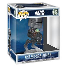 Star Wars: The Mandalorian and Grogu POP! Rides Deluxe Vinyl Bobblehead Figure The Mandalorian with Grogu in Imperial Remnant AT-RT 9 cm