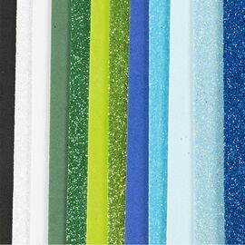 Creativ Company - Foam Sheets, size 14x25 cm, thickness 2 mm, blue/green harmony, 12 sheet/ 1 pack (790481) / Toys
