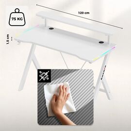 Huzaro Hero 1.9 RGB White Gaming Desk