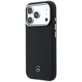 Mercedes Leather Semi Wrap Grill Pattern MagSafe Case for iPhone 17 Pro - Black