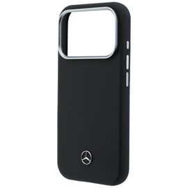 Mercedes Leather Semi Wrap Grill Pattern MagSafe Case for iPhone 17 Pro - Black