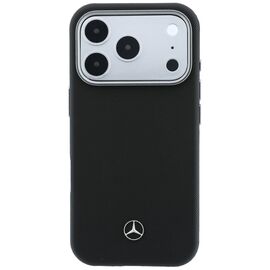 Mercedes Leather Semi Wrap Wood Effect MagSafe Case for iPhone 17 Pro Max - Black
