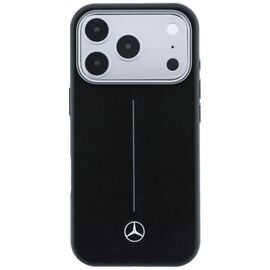 Mercedes Leather Semi Wrap Iconic Line MagSafe Case for iPhone 17 Pro - Black