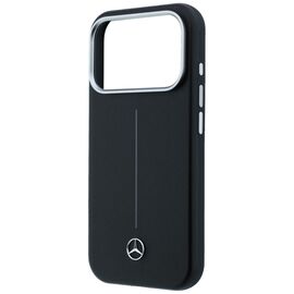 Mercedes Leather Semi Wrap Iconic Line MagSafe Case for iPhone 17 Pro - Black