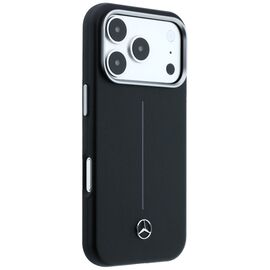 Mercedes Leather Semi Wrap Iconic Line MagSafe Case for iPhone 17 Pro Max - Black
