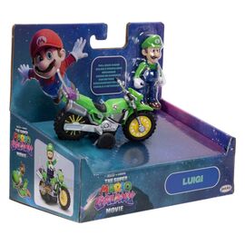 The Super Mario Galaxy Movie Action Figure with Pull Back Motorcycle Luigi 6 cm