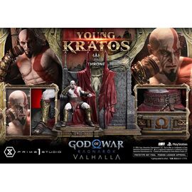 Throne Legacy God of War Series Statue 1/3 Ragnarok Young Thyself Kratos 91 cm
