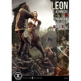 Resident Evil 4 Ultimate Premium Masterline Series Statue 1/4 Leon S. Kennedy vs. Chainsaw Villager 76 cm