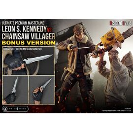 Resident Evil 4 Ultimate Premium Masterline Series Statue 1/4 Leon S. Kennedy vs. Chainsaw Villager Bonus Ver. 76 cm