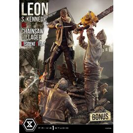 Resident Evil 4 Ultimate Premium Masterline Series Statue 1/4 Leon S. Kennedy vs. Chainsaw Villager Bonus Ver. 76 cm