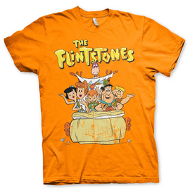THE FLINTSTONES - T-Shirt Flintstones Family - Orange (S)