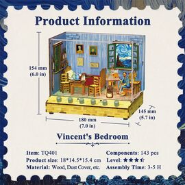 BOOK NOOK KIT - DIY- Vincent's Bedroom - 143pcs + LED Light