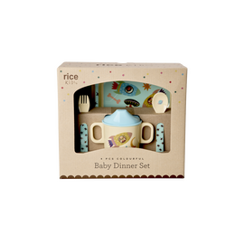 Rice - Melamine Baby Dinner Set - Dogs in Space Print - 4 pcs / Baby and Children