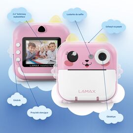 Kids’ camera LAMAX InstaKid2 Plus, pink