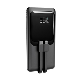 Gembird PB10-PD20-LCD-01 Fast charging power bank with integrated cables, 20W, 10000 mAh, black