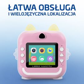 Kids’ camera LAMAX InstaKid2 Plus, pink