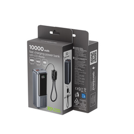 Gembird PB10-PD20-LCD-02 Compact fast charging power bank with LCD display, 20W, 10000 mAh, spacegrey
