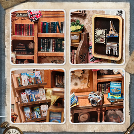 MINIATURE HOUSE - DIY - Journey Trace Bookshop - 241pc + LED Light