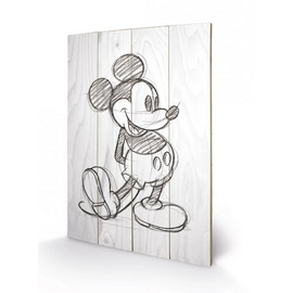 DISNEY - Printing on wood 40X59 - Mickey Mouse Black / White