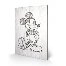 DISNEY - Printing on wood 40X59 - Mickey Mouse Black / White