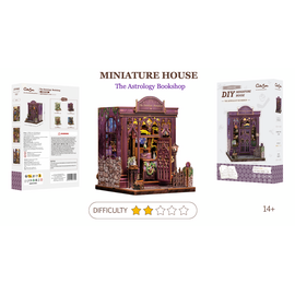 MINIATURE HOUSE - DIY - Astrology Bookshop - 155pc + LED Light