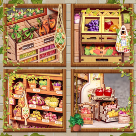 MINIATURE HOUSE - DIY- The Green's Grocery - 301pc + LED Light