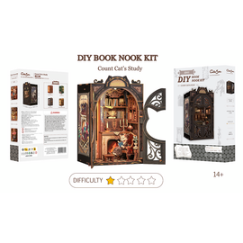 BOOK NOOK KIT - DIY - Count Cat's Study - 108pc + LED Light