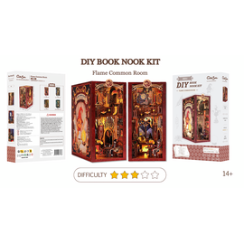 BOOK NOOK KIT - DIY - Flame Common Room - 226pc + LED Light
