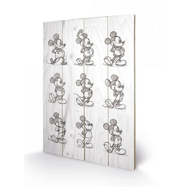 DISNEY - Printing on wood 40X59 - Mickey Mouse Multi Black / White