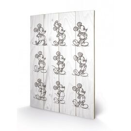 DISNEY - Printing on wood 40X59 - Mickey Mouse Multi Black / White