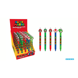 SUPER MARIO - Head Topper Erasable Gel Pen (Display of 30 pcs)