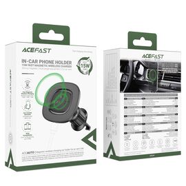 Acefast D46 Magnetic Air Vent Mount with Wireless Charger - Black