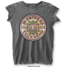 THE BEATLES - T-Shirt BurnOut Col - Sgt Pepper Drum - Woman (L)