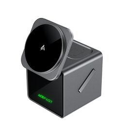 Acefast E34 22.5W 3-in-1 inductive charger with built-in cable for smartphone and smartwatch - gray
