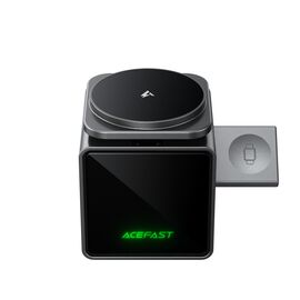Acefast E34 22.5W 3-in-1 inductive charger with built-in cable for smartphone and smartwatch - gray