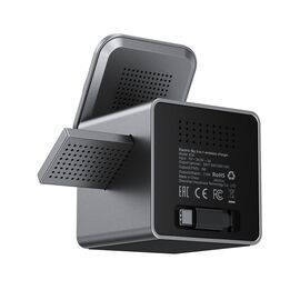 Acefast E34 22.5W 3-in-1 inductive charger with built-in cable for smartphone and smartwatch - gray