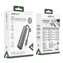 Acefast J16 USB Hub USB-C 5-in-1 HDMI 4K 60Hz PD90W Docking Station - Gray