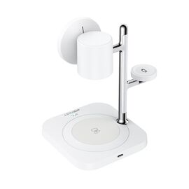 Acefast E39 Qi2.2 25W 4-in-1 Wireless Desk Charger for Phone, Watch, and Headphones with Night Light - White