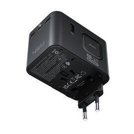 Acefast Z8 GaN 45W Travel Adapter 3x USB-C + 2x USB-A Travel Wall Charger with 2500W AC Socket - Black