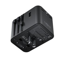Acefast Z8 GaN 45W Travel Adapter 3x USB-C + 2x USB-A Travel Wall Charger with 2500W AC Socket - Black