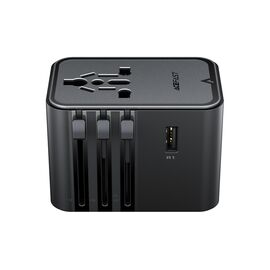 Acefast Z8 GaN 45W Travel Adapter 3x USB-C + 2x USB-A Travel Wall Charger with 2500W AC Socket - Black